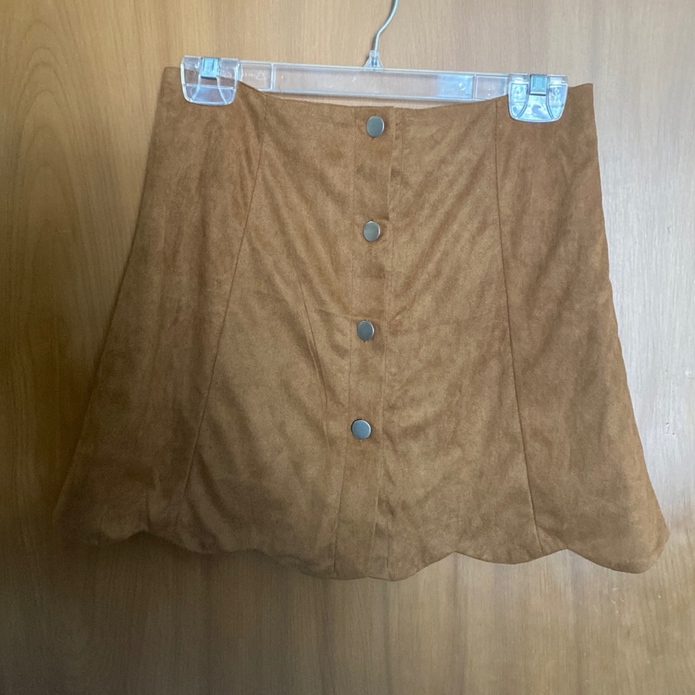 Brown Button Up Mini Skirt